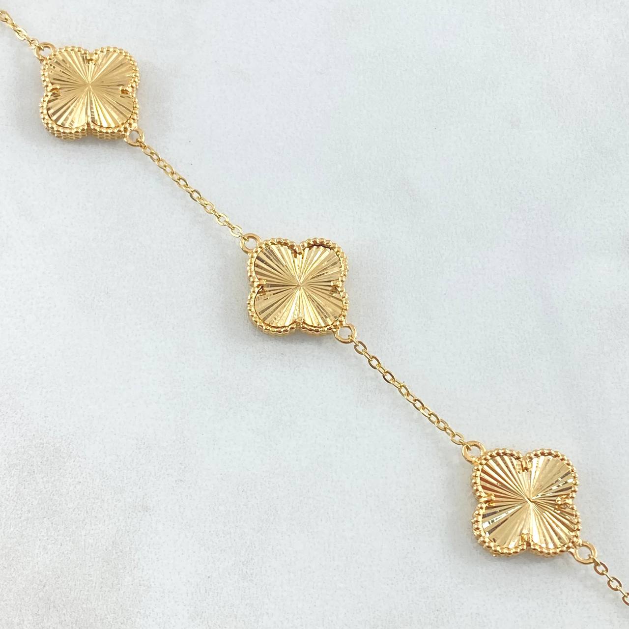 Pulso Aro Seguido Trebol VCyA 7.45gr / 19cm / Diamantado Oro Amarillo Nac.Esp. 18K