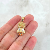 Dije Cara Pato Dinero 4.25gr / 3cm / Corbatín Naranjado Circones Naranjados Oro Amarillo 18K