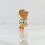 Dije Cara Pato Dinero 4.25gr / 3cm / Corbatín Naranjado Circones Naranjados Oro Amarillo 18K