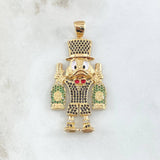 Dije Pato Dinero Botellas 11.15gr / 5cm / Corbatín Rojo Circones Negros Verdes Oro Amarillo 18K