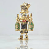 Dije Pato Dinero Botellas 11.15gr / 5cm / Corbatín Rojo Circones Negros Verdes Oro Amarillo 18K