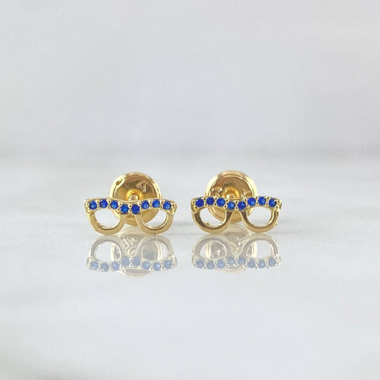Topos Gafas 0.65gr / 3.6mm Circones Azules Oro Amarillo 18K ©