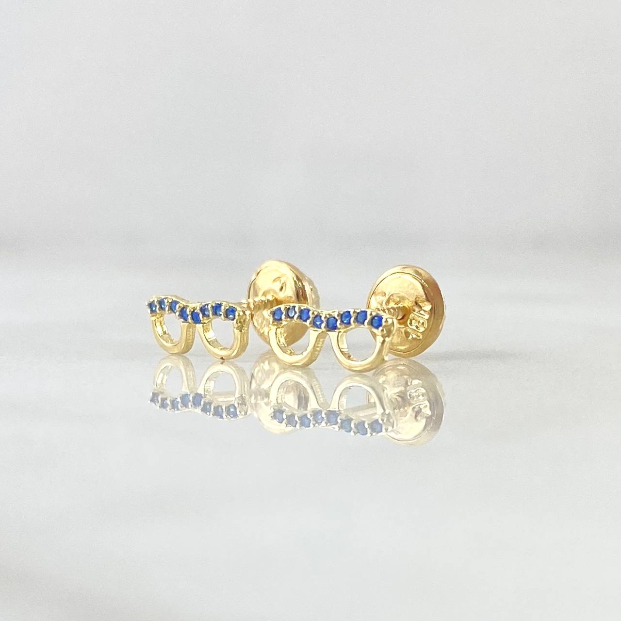 Topos Gafas 0.65gr / 3.6mm Circones Azules Oro Amarillo 18K ©