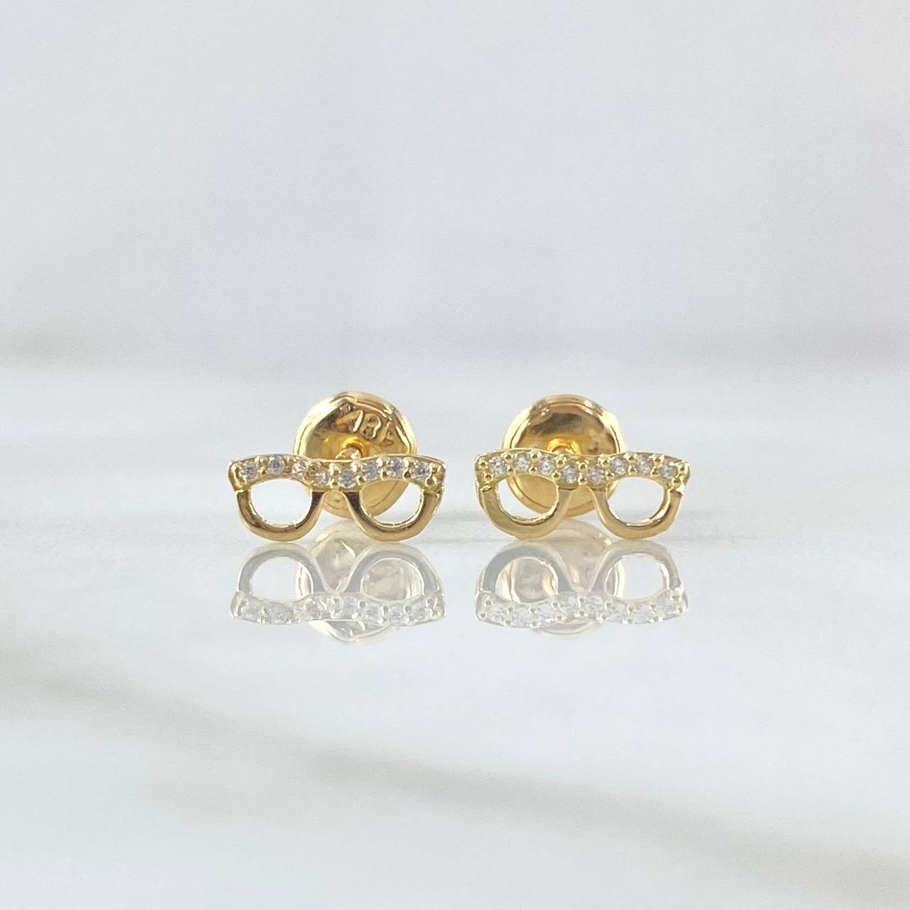 Topos Gafas 0.65gr / 4mm-9mm Circones Blancos Oro Amarillo 18K