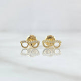 Topos Gafas 0.65gr / 3.6mm Circones Blancos Oro Amarillo 18K *
