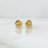 Topos Corazón Oblicuo 0.6gr / 5mm Silueta Circon Blanco Oro Amarillo 18K