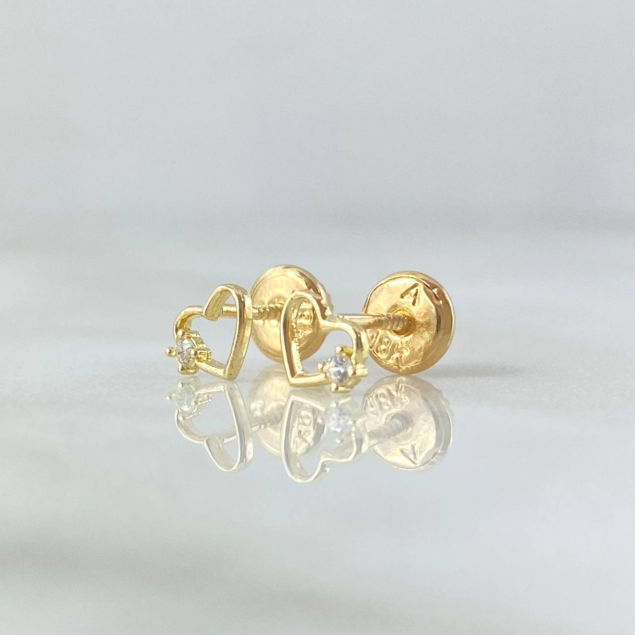 Topos Corazón Oblicuo 0.6gr / 5mm Silueta Circon Blanco Oro Amarillo 18K ©