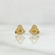 Topos Doble Corazón Oblicuo 0.9gr / 7mm Silueta Circones Blancos Oro Amarillo 18K