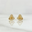 Topos Doble Corazón Oblicuo 0.9gr / 7mm Silueta Circones Blancos Oro Amarillo 18K *