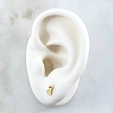 Topos Gato Coquett Ojos Negros 0.8gr / 6mm Circones Blancos Oro Amarillo 18K ©