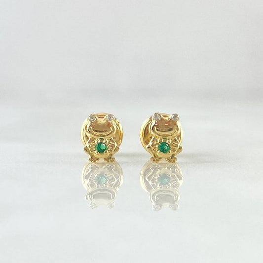 Topos Rana Animada 0.6gr / 6mm Circones Blancos Verde Oro Amarillo 18K ©
