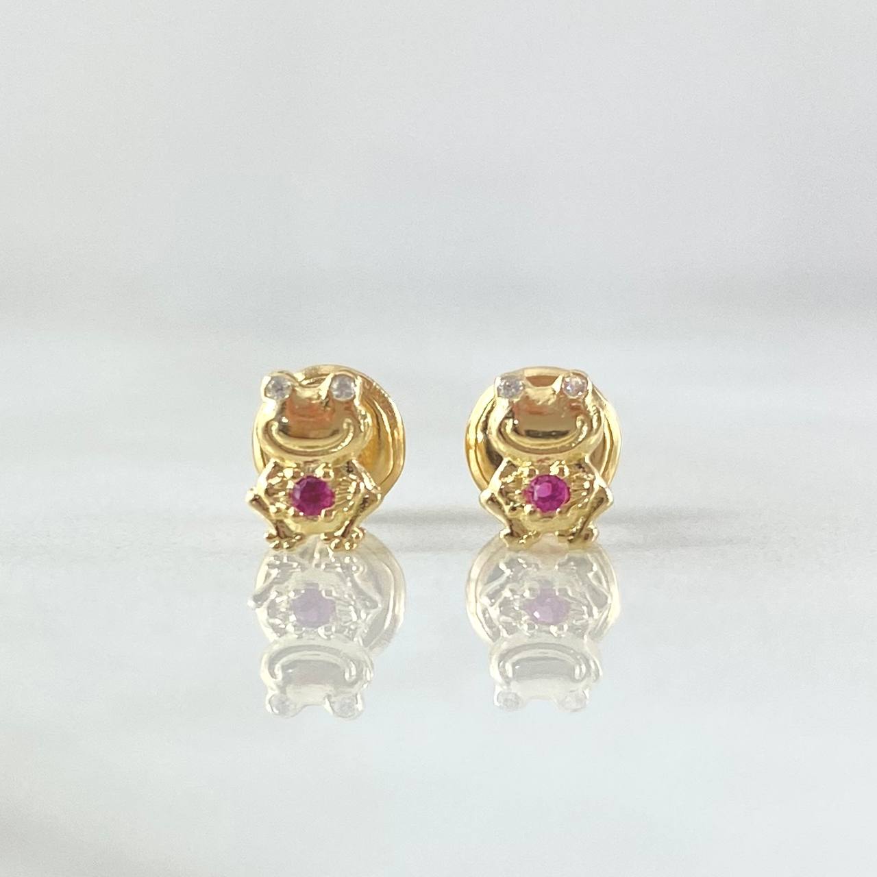 Topos Rana Animada 0.65gr / 6mm Circones Blancos Fucsia Oro Amarillo 18K ©