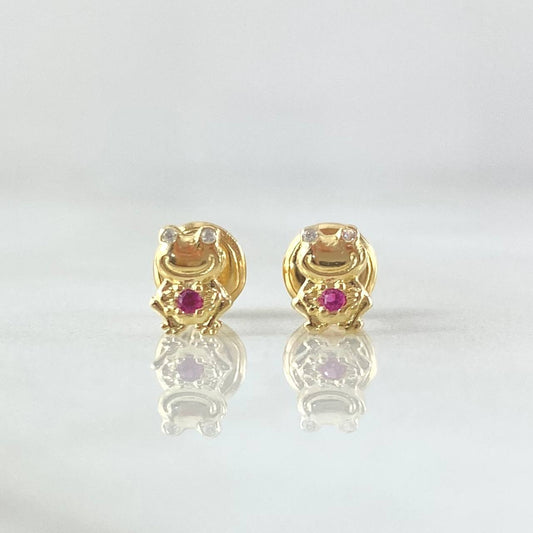 Topos Rana Animada 0.65gr / 6mm Circones Blancos Fucsia Oro Amarillo 18K ©