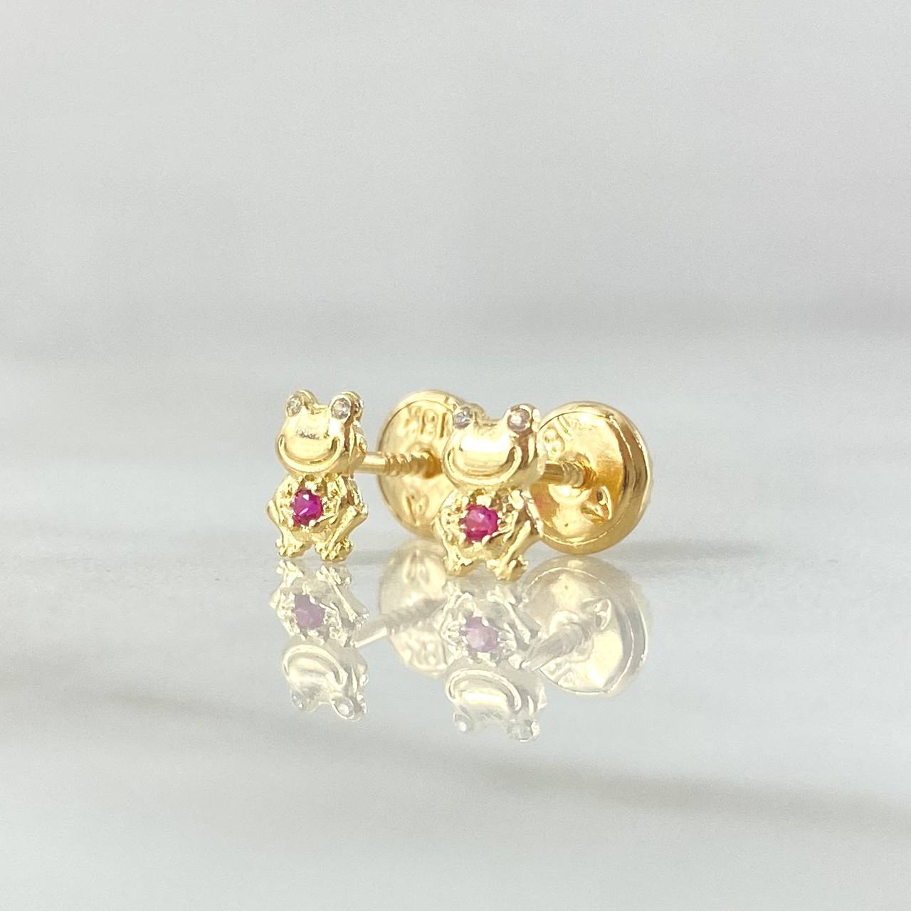 Topos Rana Animada 0.65gr / 6mm Circones Blancos Fucsia Oro Amarillo 18K ©