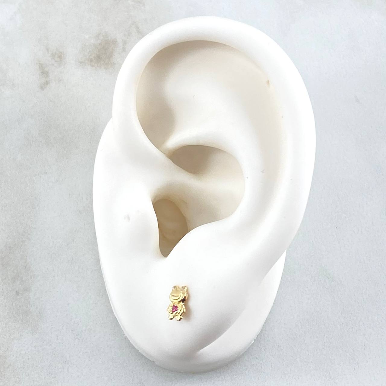 Topos Rana Animada 0.65gr / 6mm Circones Blancos Fucsia Oro Amarillo 18K ©