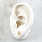 Topos Letra R 0.7gr / 6mm Circones Blancos Oro Amarillo 18K ©