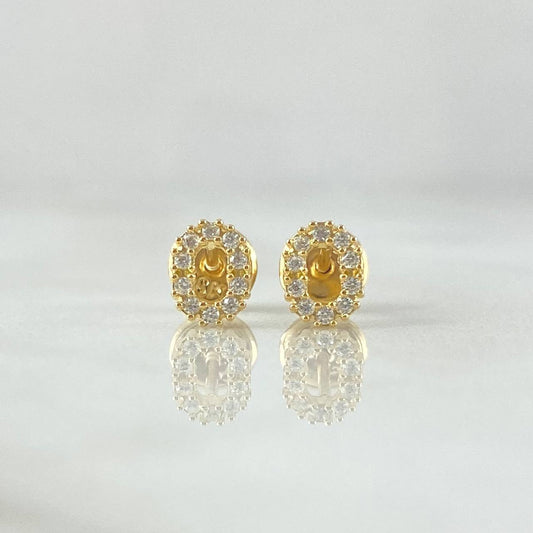 Topos Letra O 0.7gr / 6mm Circones Blancos Oro Amarillo 18K