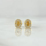 Topos Letra O 0.7gr / 6mm Circones Blancos Oro Amarillo 18K ©