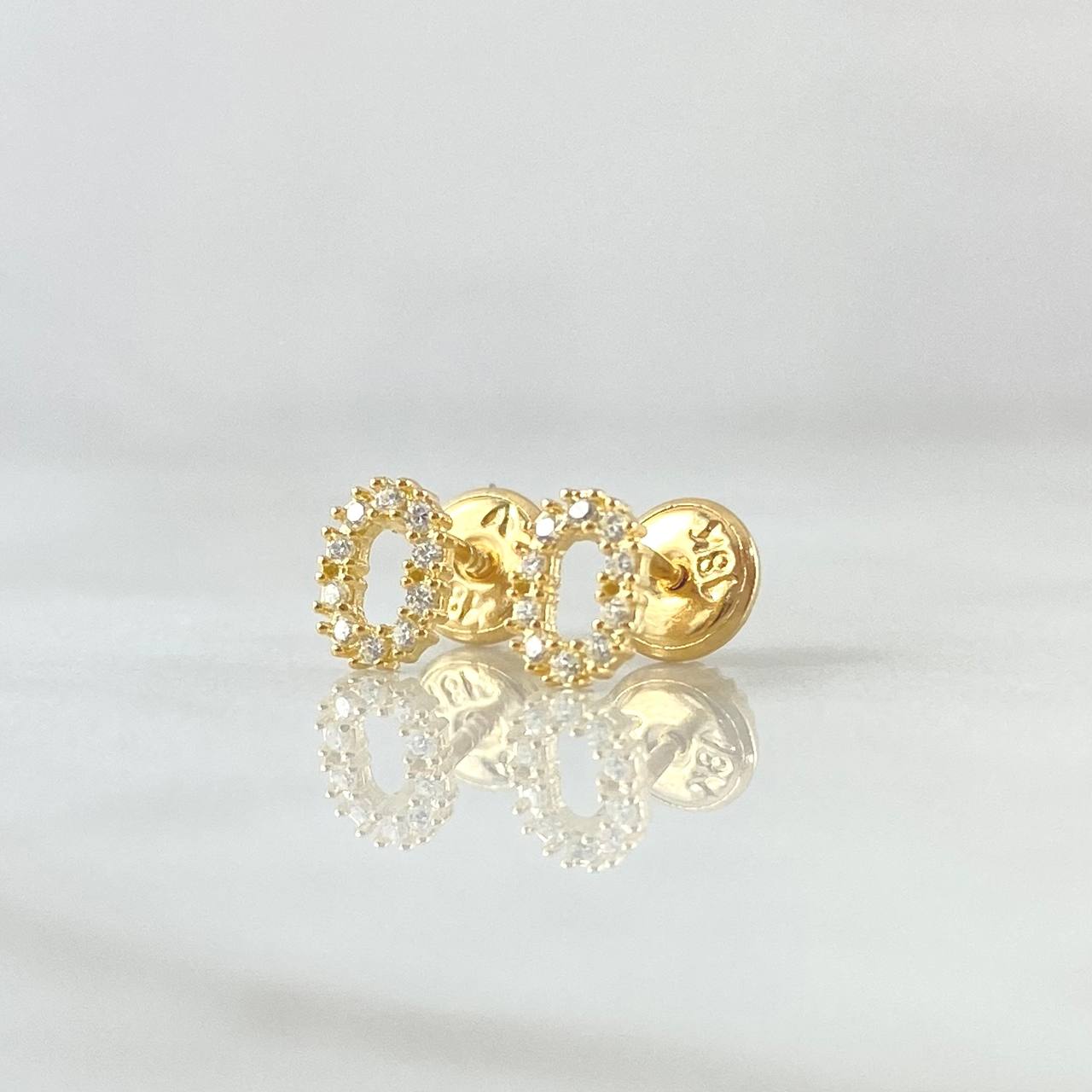 Topos Letra O 0.7gr / 6mm Circones Blancos Oro Amarillo 18K ©