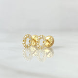 Topos Letra O 0.7gr / 6mm Circones Blancos Oro Amarillo 18K ©