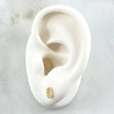 Topos Letra O 0.7gr / 6mm Circones Blancos Oro Amarillo 18K