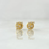 Topos Letra F 0.65gr / 6mm Circones Blancos Oro Amarillo 18K ©