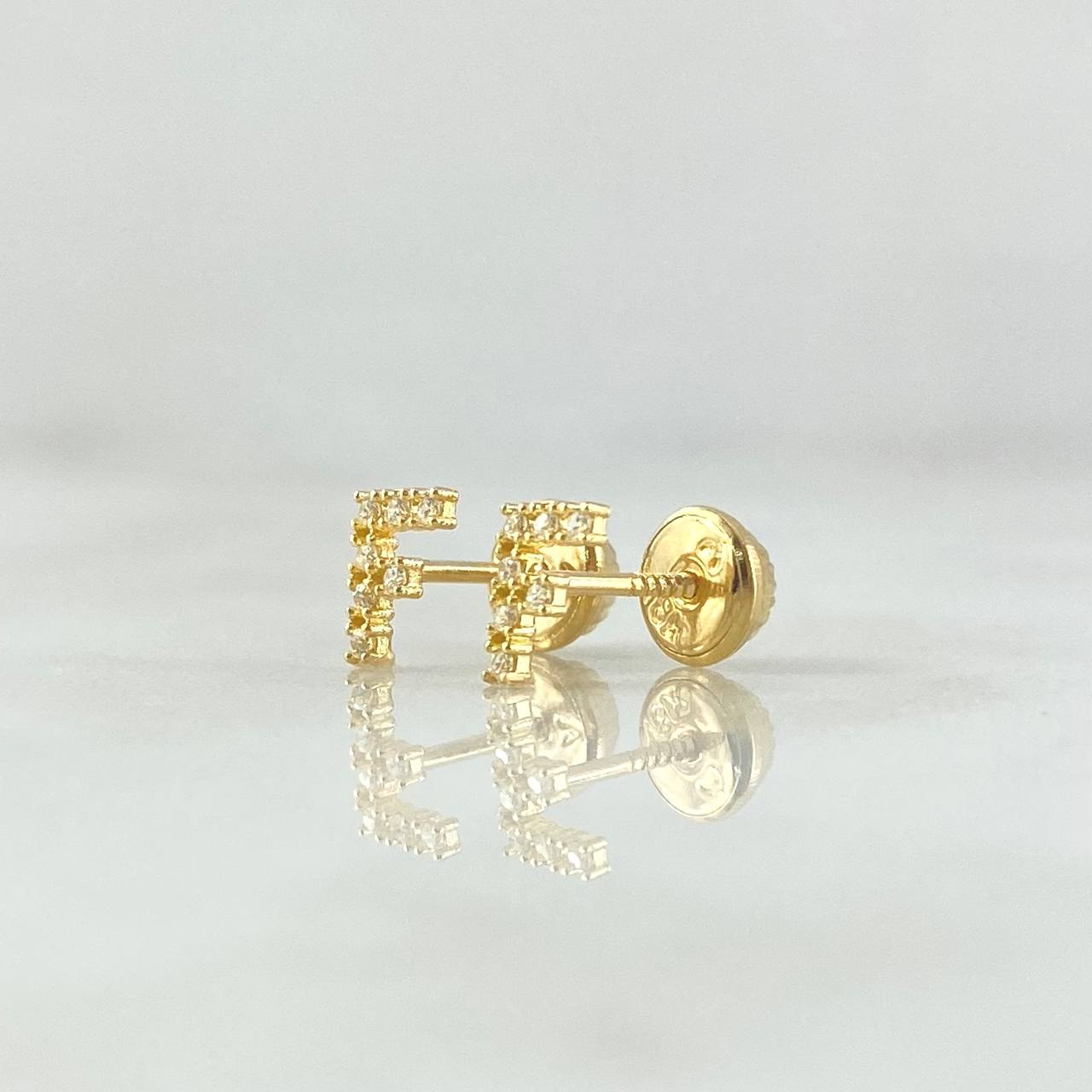 Topos Letra F 0.65gr / 6mm Circones Blancos Oro Amarillo 18K ©