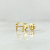 Topos Letra F 0.65gr / 6mm Circones Blancos Oro Amarillo 18K ©