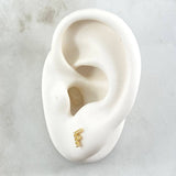 Topos Letra F 0.65gr / 6mm Circones Blancos Oro Amarillo 18K ©