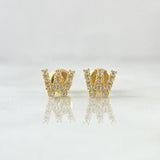 Topos Letra W 0.9gr / 6mm Circones Blancos Oro Amarillo 18K ©