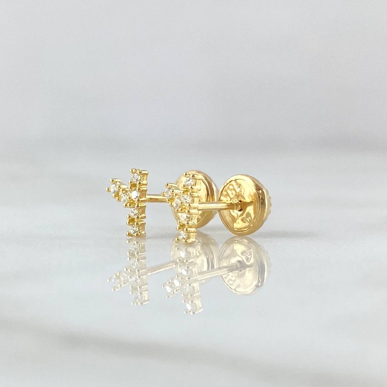 Topos Letra Y 0.6gr / 6mm Circones Blancos Oro Amarillo 18K