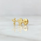 Topos Letra Y 0.6gr / 6mm Circones Blancos Oro Amarillo 18K
