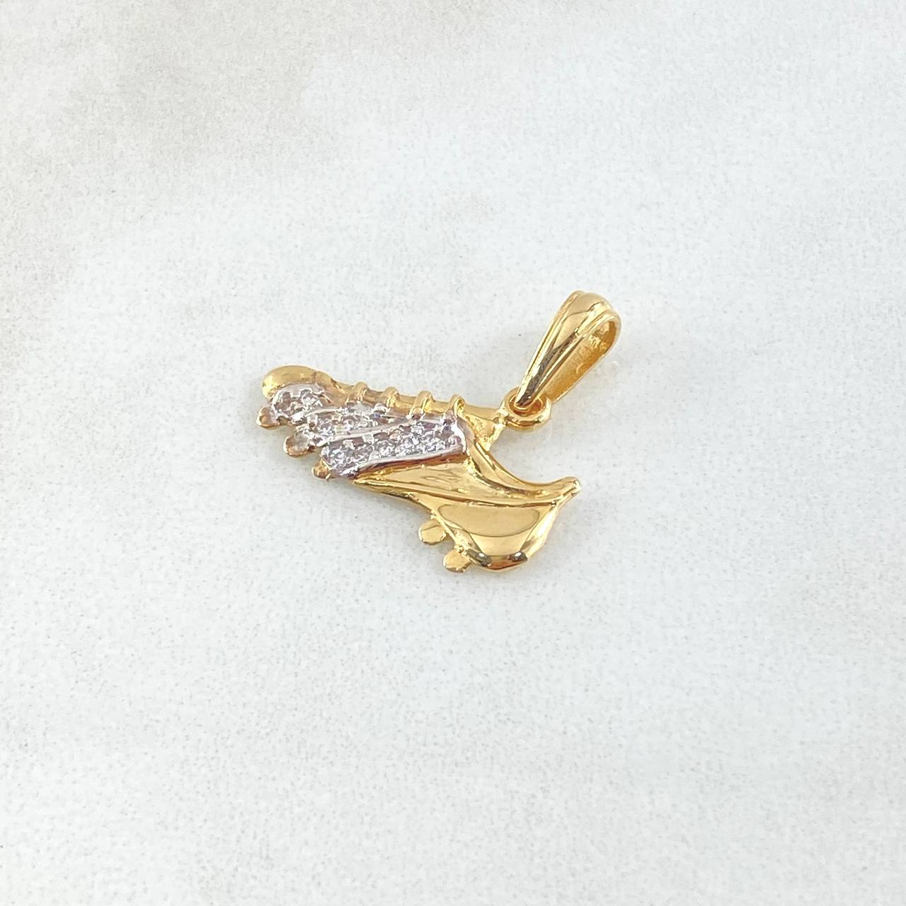 Dije Zapato Guayo 1.6gr / 1.8cm / Liso Circones Blancos Oro Amarillo 18K ©