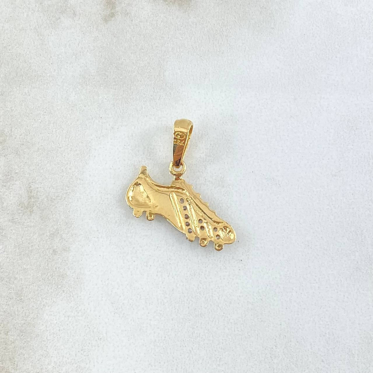 Dije Zapato Guayo 1.6gr / 1.8cm / Liso Circones Blancos Oro Amarillo 18K ©