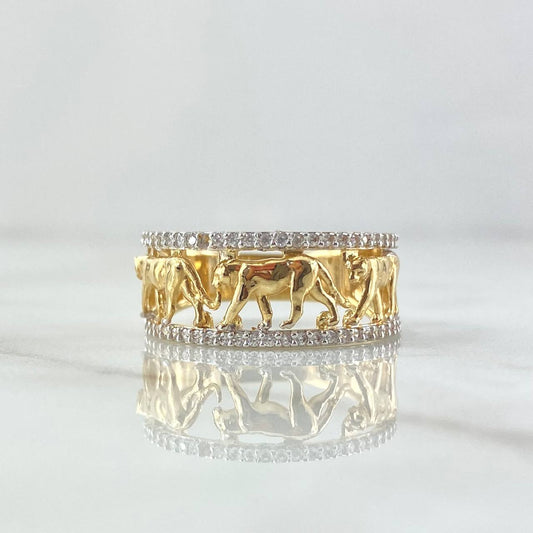 Anillo Triple Pantera 4.55gr / T8 / Silueta Circones Blancos Oro Amarillo 18K ©