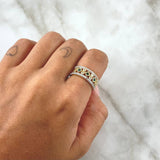Anillo Trio de Rombos 4.8gr / T6 / Circones Verdes Blancos Oro Amarillo 18K ©