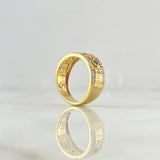 Anillo Trio de Rombos 4.8gr / T6 / Circones Verdes Blancos Oro Amarillo 18K ©
