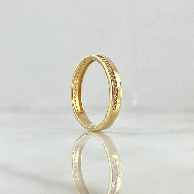 Anillo Argolla Basteada 3.95gr / T10 3/4 / Circones Blancos Oro Amarillo 18K ©