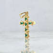 Dije Cruz Tronco 2.85gr / 3.2cm / Esmeraldas 12pts Oro Amarillo 18K (Joya) *