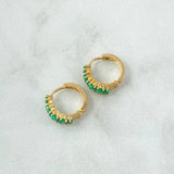 Candongas Rayadas Cuadros 2.65gr / 1.5cm / Esmeraldas 60pts Oro Amarillo 18K (Joya) *