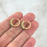 Candongas Rayadas Cuadros 2.65gr / 1.5cm / Esmeraldas 60pts Oro Amarillo 18K (Joya) *