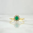 Anillo Flor Doce Petalos 2.4gr / T6 3/4 / Esmeralda 8pts Diamantes 12pts Oro Amarillo 18K (Joya) *