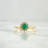 Anillo Flor Doce Petalos 2.4gr / T6 3/4 / Esmeralda 8pts Diamantes 12pts Oro Amarillo 18K (Joya) *