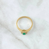 Anillo Flor Doce Petalos 2.4gr / T6 3/4 / Esmeralda 8pts Diamantes 12pts Oro Amarillo 18K (Joya) *