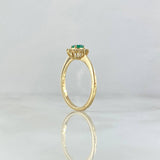Anillo Flor Doce Petalos 2.4gr / T6 3/4 / Esmeralda 8pts Diamantes 12pts Oro Amarillo 18K (Joya) *