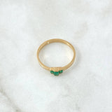 Anillo Trio Rectangulos 2.1gr / T7 1/4 / Esmeraldas 12pts Oro Amarillo 18K (Joya) *