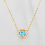 Set Cadena Veneciana + Dije Corazón Moisanitas 1.02 qts / 2.45g / 40cm Oro Amarillo 18K