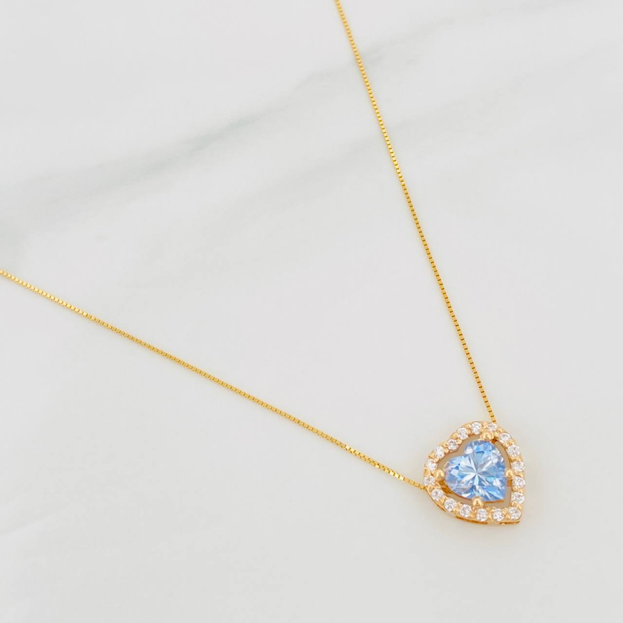 Set Cadena Veneciana + Dije Corazón Moisanitas 1.02 qts / 2.3g / 40cm Oro Amarillo 18K