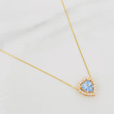 Set Cadena Veneciana + Dije Corazón Moisanitas 1.02 qts / 2.3g / 40cm Oro Amarillo 18K