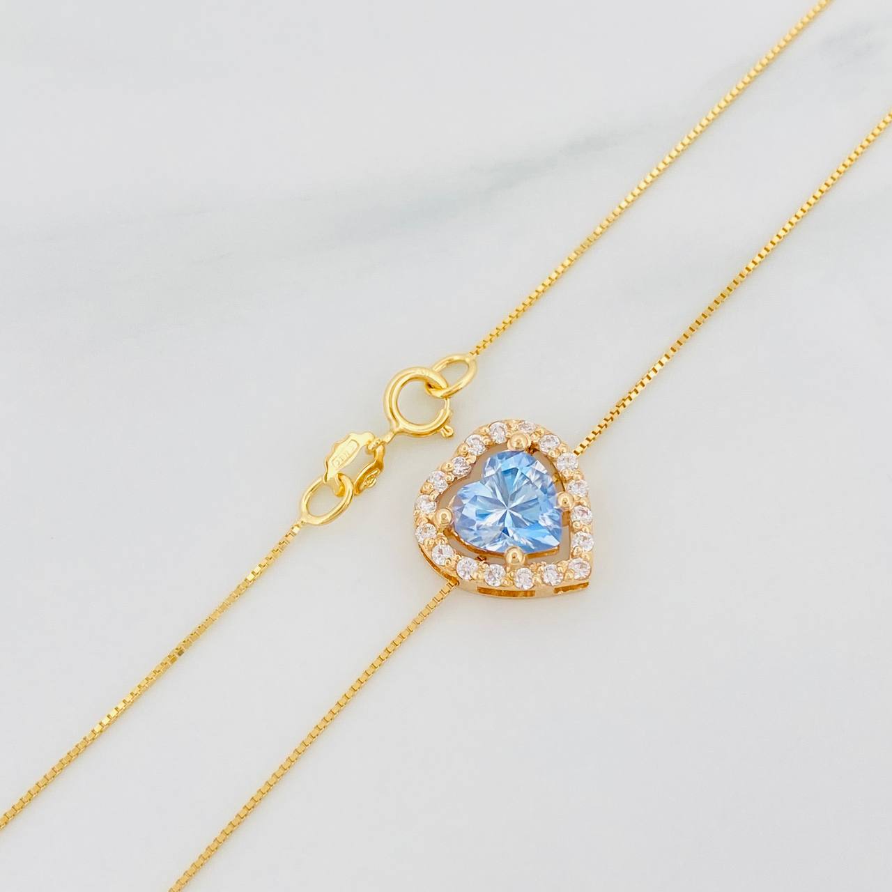 Set Cadena Veneciana + Dije Corazón Moisanitas 1.02 qts / 2.3g / 40cm Oro Amarillo 18K